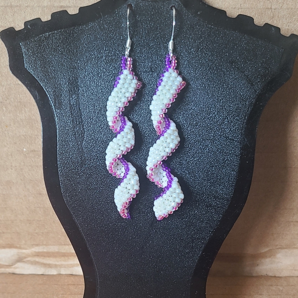 Handmade spiral beaded earrings